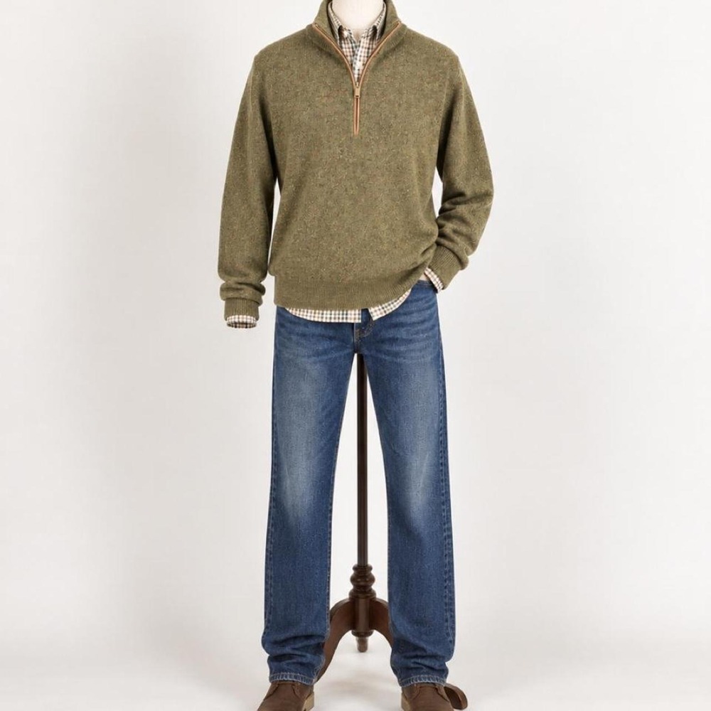 Orvis Men's XL Wool Quarter-Zip Sweater